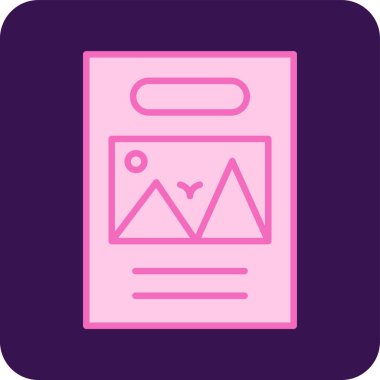 Dağlı bir poster. Basit web illüstrasyonu 