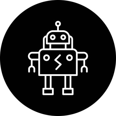 Çizgi film robotunun basit kavramsal doğrusal çizimi