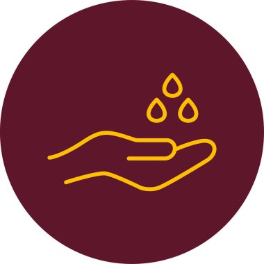 Basit web simgesi illüstrasyonu. İnsan eli ve su damlaları