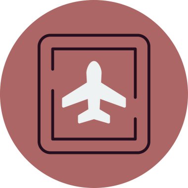 Havaalanı tabelası. uçan uçak simgesi 