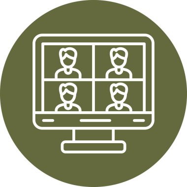 Ana hatlı biçim vektör illüstrasyon tasarımında konferans simgesi