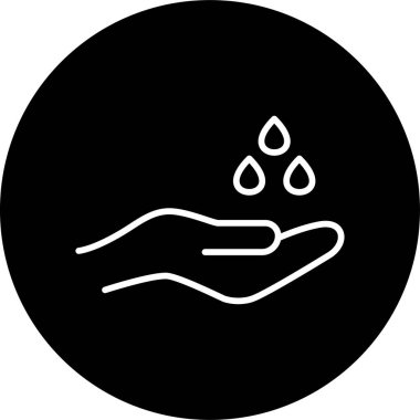 Basit web simgesi illüstrasyonu. İnsan eli ve su damlaları