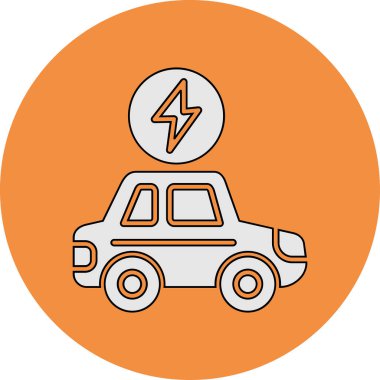 Bir elektrikli arabanın soyut düz vektör grafiği.