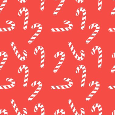 Kırmızı sırtında şeker olan bir Noel deseni. Vektör illüstrasyonu