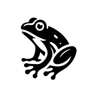 Kurbağa basit bir logo tasarımı, siyah-beyaz, beyaz arkaplan