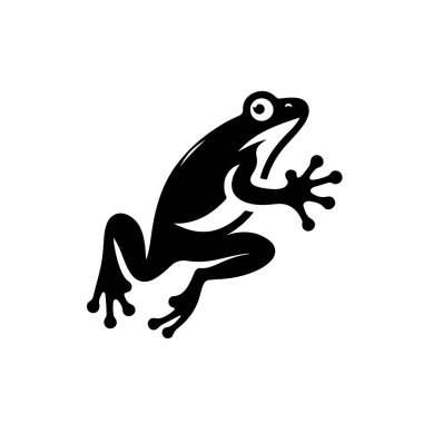 Kurbağa basit bir logo tasarımı, siyah-beyaz, beyaz arkaplan