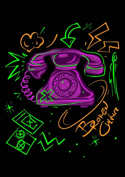 Broken Culture Illustration Phone Vector Art — Stock Vector