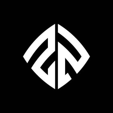 ZZLogo ilk monogramı geometrik modern dikdörtgen yuvarlak stil tasarımlı izole arkaplan, minimalist geometrik şekil logosu.