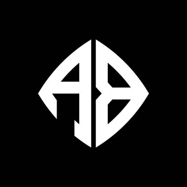 İzole arka planda geometrik modern dikdörtgen yuvarlak stil tasarımlı AB logosu, minimal geometrik şekil logosu.