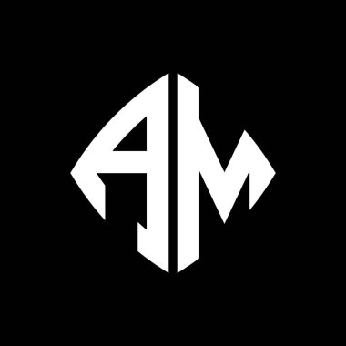 AM Logosu geometrik modern dikdörtgen yuvarlak stil tasarımlı izole arkaplan, minimalist geometrik şekil logosu.