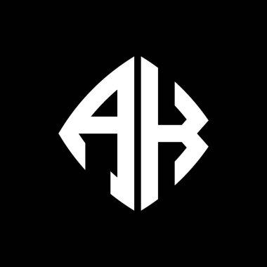 İzole arka planda, geometrik modern dikdörtgen yuvarlak stil tasarımlı AK Logosu ilk monogramı, minimalist geometrik şekil logosu.