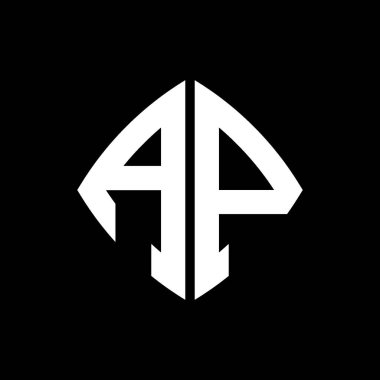AP logosu geometrik modern dikdörtgen yuvarlak stil tasarımlı izole arkaplan, minimalist geometrik şekil logosu.