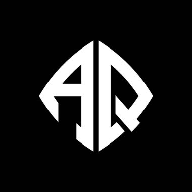 AQ Logosu ilk monogramı geometrik modern dikdörtgen yuvarlak stil tasarımlı izole arkaplan, minimalist geometrik şekil logosu.