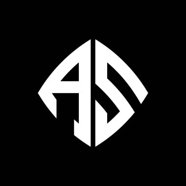 AS Logosu geometrik modern dikdörtgen yuvarlak stil tasarımlı ilk monogram izole arkaplan, minimalist geometrik şekil logosu.