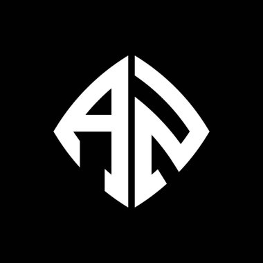 AZ Logo ilk monogramı geometrik modern dikdörtgen yuvarlak stil tasarımı izole arkaplan, minimalist geometrik şekil logosu.