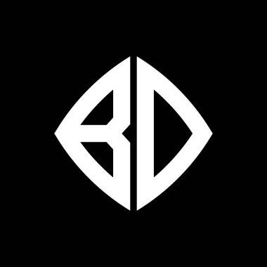 İzole arka planda geometrik modern dikdörtgen yuvarlak stil tasarımlı BD Logosu ilk monogramı, minimalist geometrik biçim logosu.