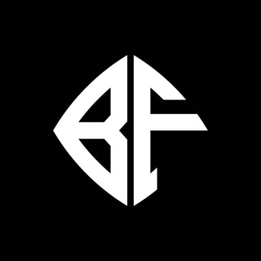 Yalıtılmış arka planda, geometrik modern dikdörtgen yuvarlak stil tasarımlı BF Logosu ilk monogramı, minimal geometrik şekil logosu.
