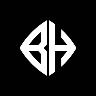 BH Logosu 'nun ilk monogramı geometrik modern dikdörtgen yuvarlak stil tasarımlı izole arkaplan, minimalist geometrik şekil logosu.