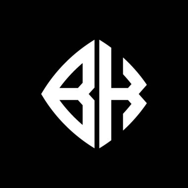 İzole arka planda geometrik modern dikdörtgen yuvarlak stil tasarımlı BK Logosu ilk monogramı, minimal geometrik biçim logosu.