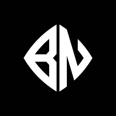 İzole arka planda geometrik modern dikdörtgen yuvarlak stil tasarımlı BN Logosu ilk monogramı, minimalist geometrik şekil logosu.