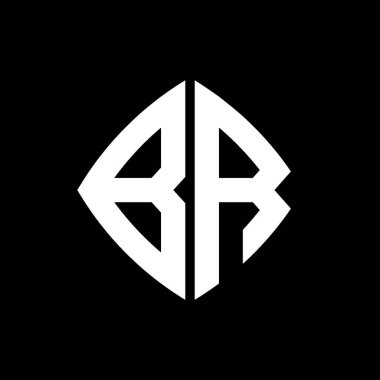 İzole arka planda geometrik modern dikdörtgen yuvarlak stil tasarımlı BR Logosu ilk monogramı, minimalist geometrik şekil logosu.