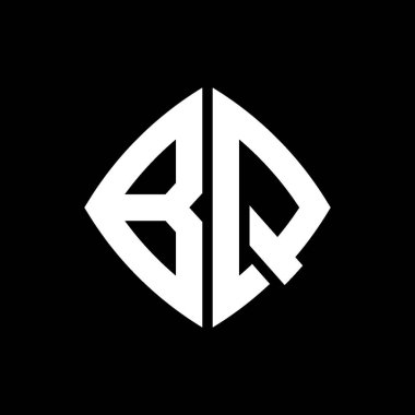 İzole arka planda geometrik modern dikdörtgen yuvarlak stil tasarımlı ilk BQ logosu, minimal geometrik şekil logosu.