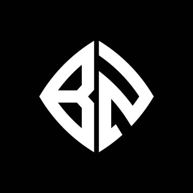 İzole arka planda geometrik modern dikdörtgen yuvarlak stil tasarımlı BZ Logosu ilk monogramı, minimalist geometrik şekil logosu.