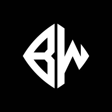 BW Logo ilk monogramı geometrik modern dikdörtgen yuvarlak stil tasarımı izole arkaplan, minimalist geometrik şekil logosu.
