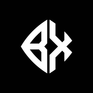 İzole arka planda geometrik modern dikdörtgen yuvarlak stil tasarımlı BX Logosu ilk monogramı, minimalist geometrik şekil logosu.
