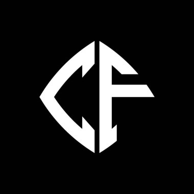 CF Logo ilk monogramı geometrik modern dikdörtgen yuvarlak stil tasarımı izole arkaplan, minimalist geometrik şekil logosu.