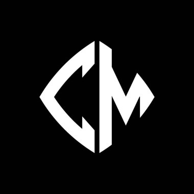 CM Logo ilk monogramı geometrik modern dikdörtgen yuvarlak stil tasarımı izole arkaplan, minimalist geometrik şekil logosu.