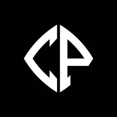 CP Logo ilk monogramı geometrik modern dikdörtgen yuvarlak stil tasarımı izole arkaplan, minimal geometrik şekil logosu.