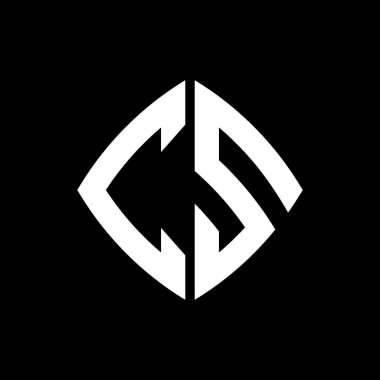 CS Logo ilk monogramı geometrik modern dikdörtgen yuvarlak stil tasarımı izole arkaplan, minimalist geometrik şekil logosu.