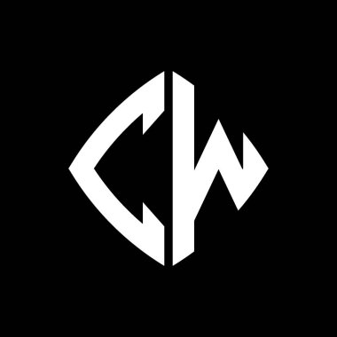CW Logo ilk monogramı geometrik modern dikdörtgen yuvarlak stil tasarımı izole arkaplan, minimalist geometrik şekil logosu.