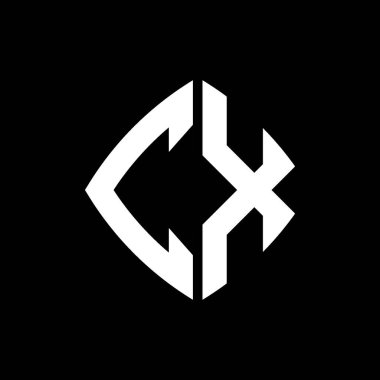 CX Logo ilk monogramı geometrik modern dikdörtgen yuvarlak stil tasarımı izole arkaplan, minimalist geometrik şekil logosu.