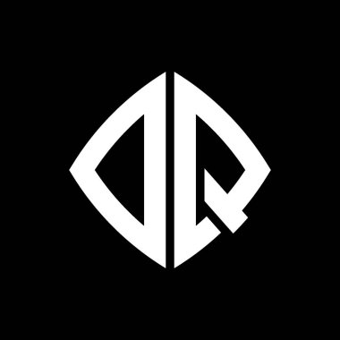 DQ Logo ilk monogramı geometrik modern dikdörtgen yuvarlak stil tasarımı izole arkaplan, minimalist geometrik şekil logosu.