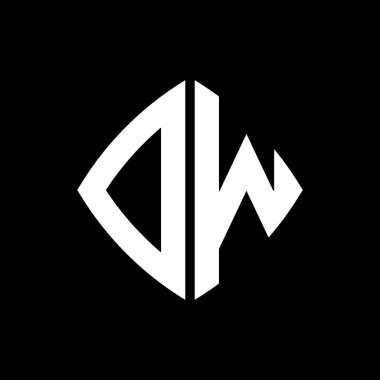DW Logo ilk monogramı geometrik modern dikdörtgen yuvarlak stil tasarımı izole arkaplan, minimalist geometrik şekil logosu.
