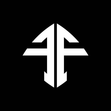 FF Logosu ilk monogramı geometrik modern dikdörtgen yuvarlak stil tasarımlı izole arkaplan, minimalist geometrik şekil logosu.