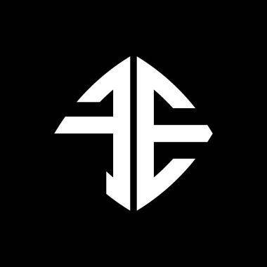 FE Logosu ilk monogramı geometrik modern dikdörtgen yuvarlak stil tasarımlı izole arkaplan, minimalist geometrik şekil logosu.