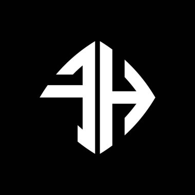 FH Logo ilk monogramı geometrik modern dikdörtgen yuvarlak stil tasarımı izole arkaplan, minimalist geometrik şekil logosu.