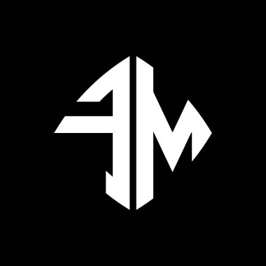 FM Logo ilk monogramı geometrik modern dikdörtgen yuvarlak stil tasarımı izole arkaplan, minimalist geometrik şekil logosu.