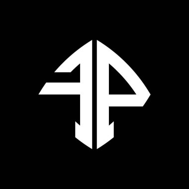 FP Logo ilk monogramı geometrik modern dikdörtgen yuvarlak stil tasarımı izole arkaplan, minimal geometrik şekil logosu.