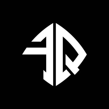 FQ Logo ilk monogramı geometrik modern dikdörtgen yuvarlak stil tasarımı izole arkaplan, minimalist geometrik şekil logosu.