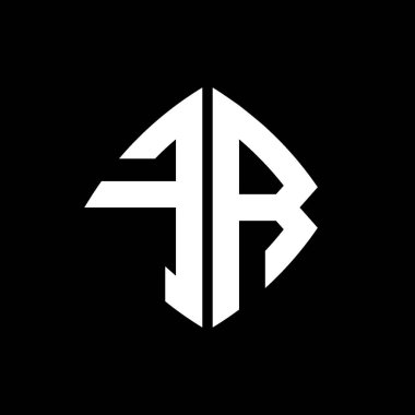 Yalıtılmış arka planda geometrik modern dikdörtgen yuvarlak stil tasarımlı FR Logosu ilk monogramı, minimalist geometrik şekil logosu.