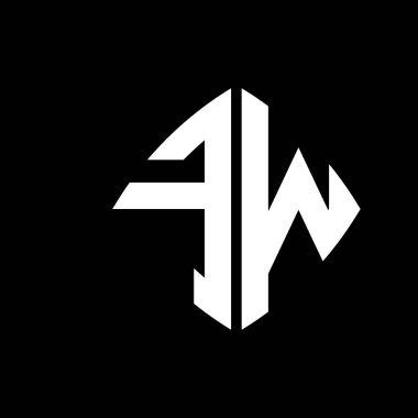 FW Logo ilk monogramı geometrik modern dikdörtgen yuvarlak stil tasarımı izole arkaplan, minimalist geometrik şekil logosu.