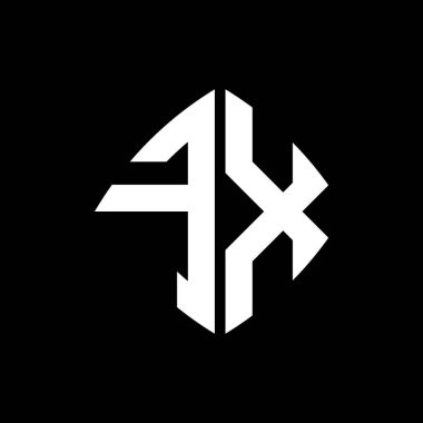 FX Logo ilk monogramı geometrik modern dikdörtgen yuvarlak stil tasarımı izole arkaplan, minimalist geometrik şekil logosu.