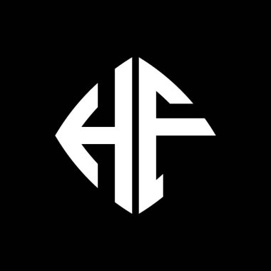 HF Logo ilk monogramı geometrik modern dikdörtgen yuvarlak stil tasarımı izole arkaplan, minimalist geometrik şekil logosu.