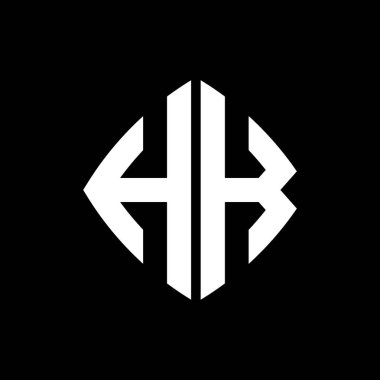 HK Logo ilk monogramı geometrik modern dikdörtgen yuvarlak stil tasarımlı izole arkaplan, minimalist geometrik şekil logosu.