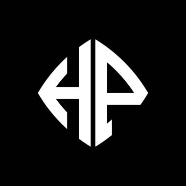 HP Logo ilk monogramı geometrik modern dikdörtgen yuvarlak stil tasarımı izole arkaplan, minimalist geometrik şekil logosu.