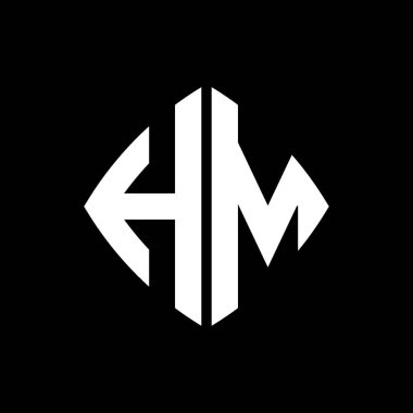 HM Logo ilk monogramı geometrik modern dikdörtgen yuvarlak stil tasarımı izole arkaplan, minimalist geometrik şekil logosu.